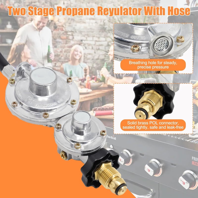 Criditpid F273684 12FT Propane Hose with Regulator for Mr Heater Buddy Heaters, Propane Tank Hose Adapter 20lb to 100lb for Mr. Heater, RV, Gill, Gas Stove, Gas Generator, POL Fitting & 3/8" Propane Adapter - Image 5